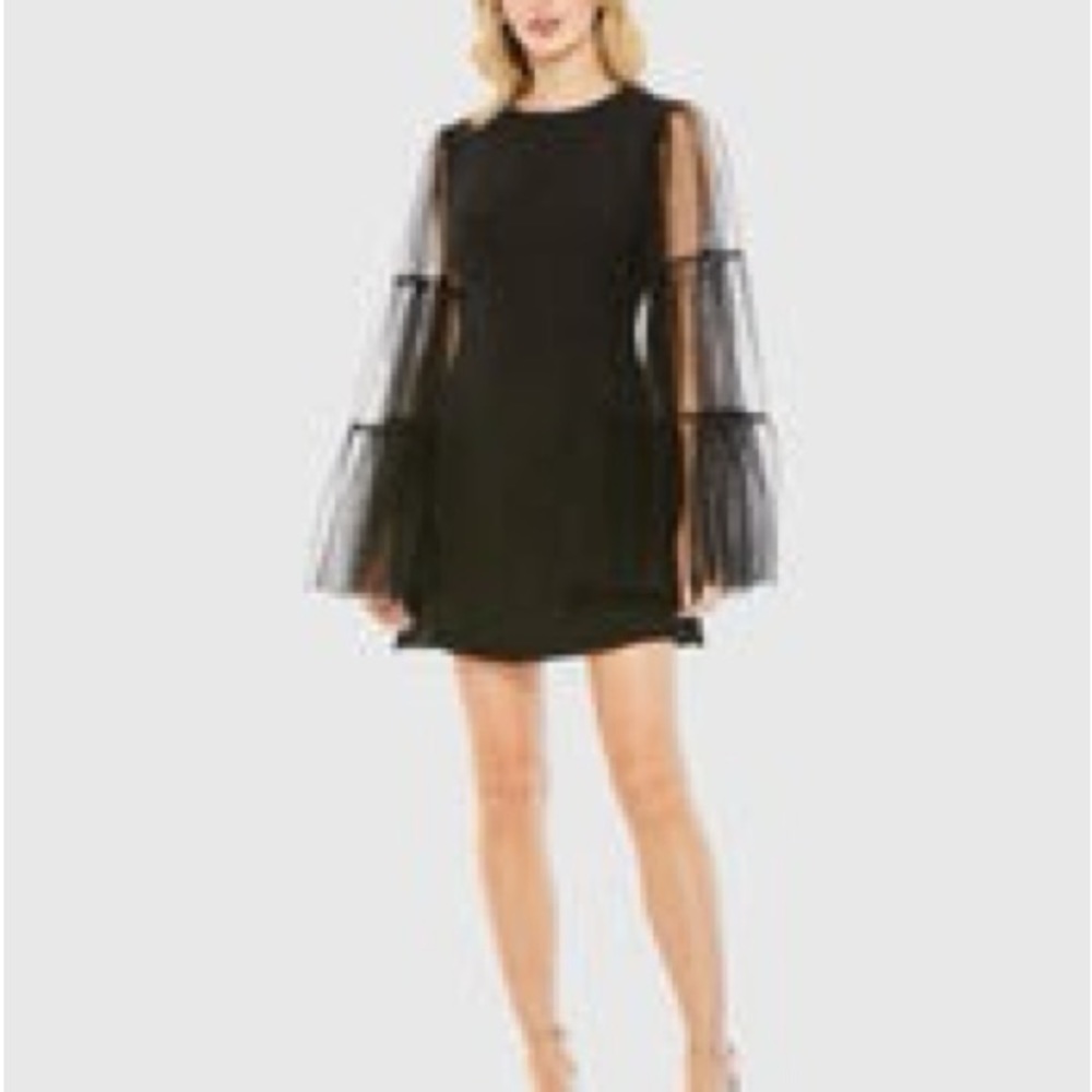 Mac Duggal high neck flared sleeve mini Dress